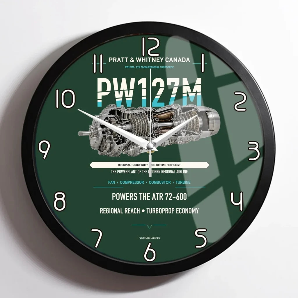 PW127M design on dark green framed wall clock