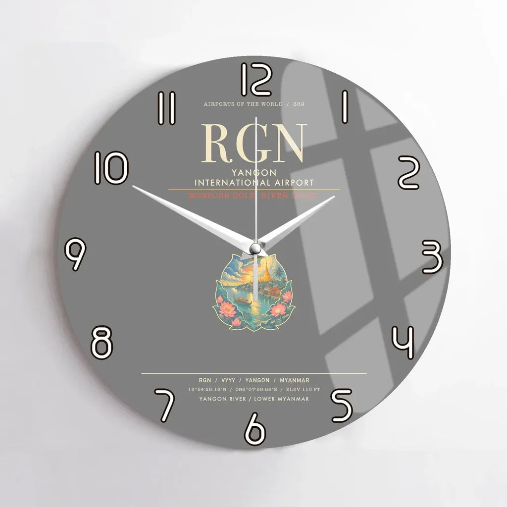 Yangon International Airport RGN Wall-Clock No-Frame - Gray