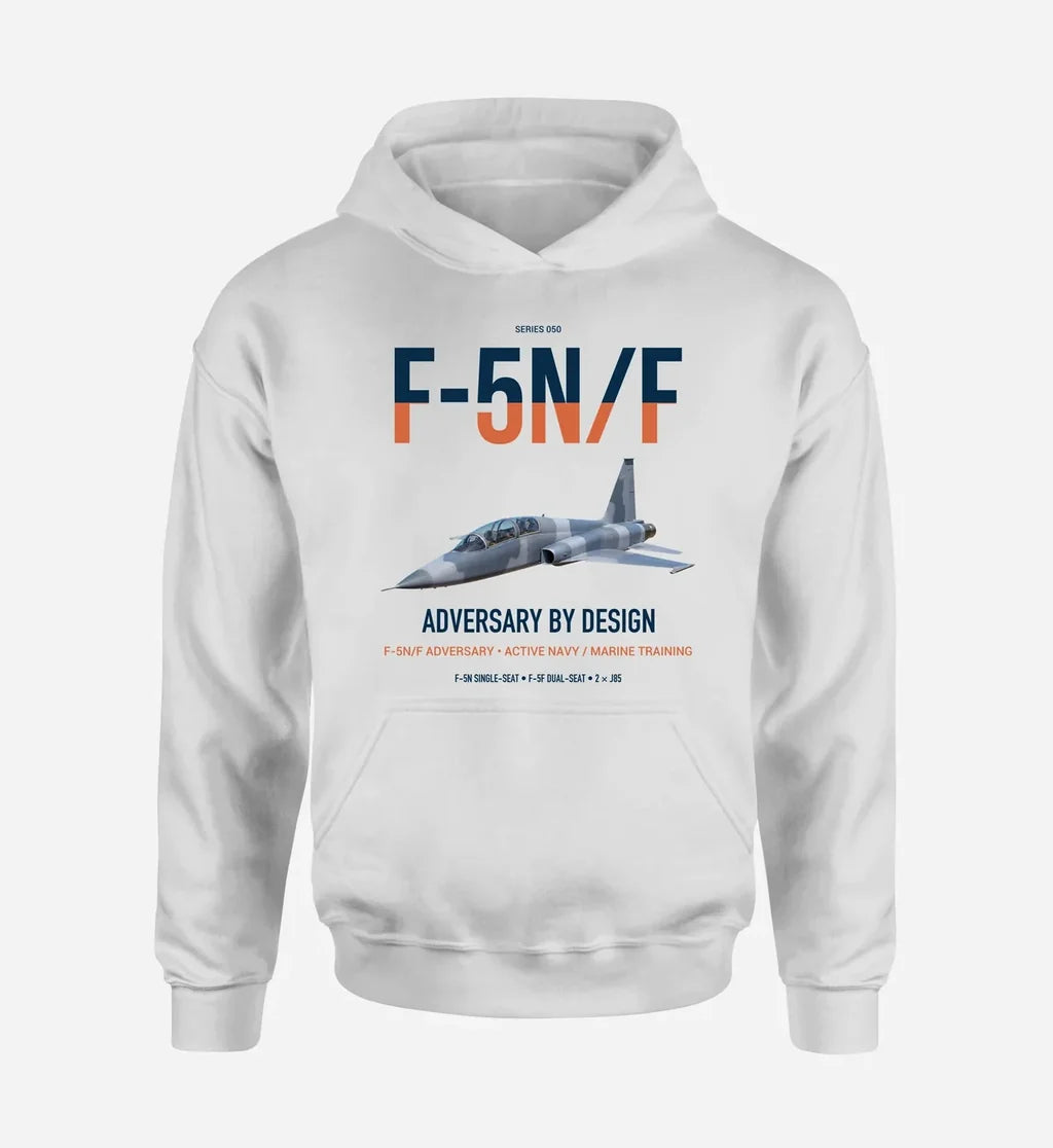 F-5N F Adversary design on white double-side hoodie, single-side print