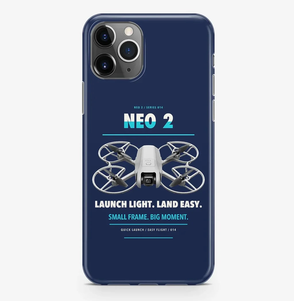 DJI Neo 2 Case ProMax design on navy blue iphone case promax