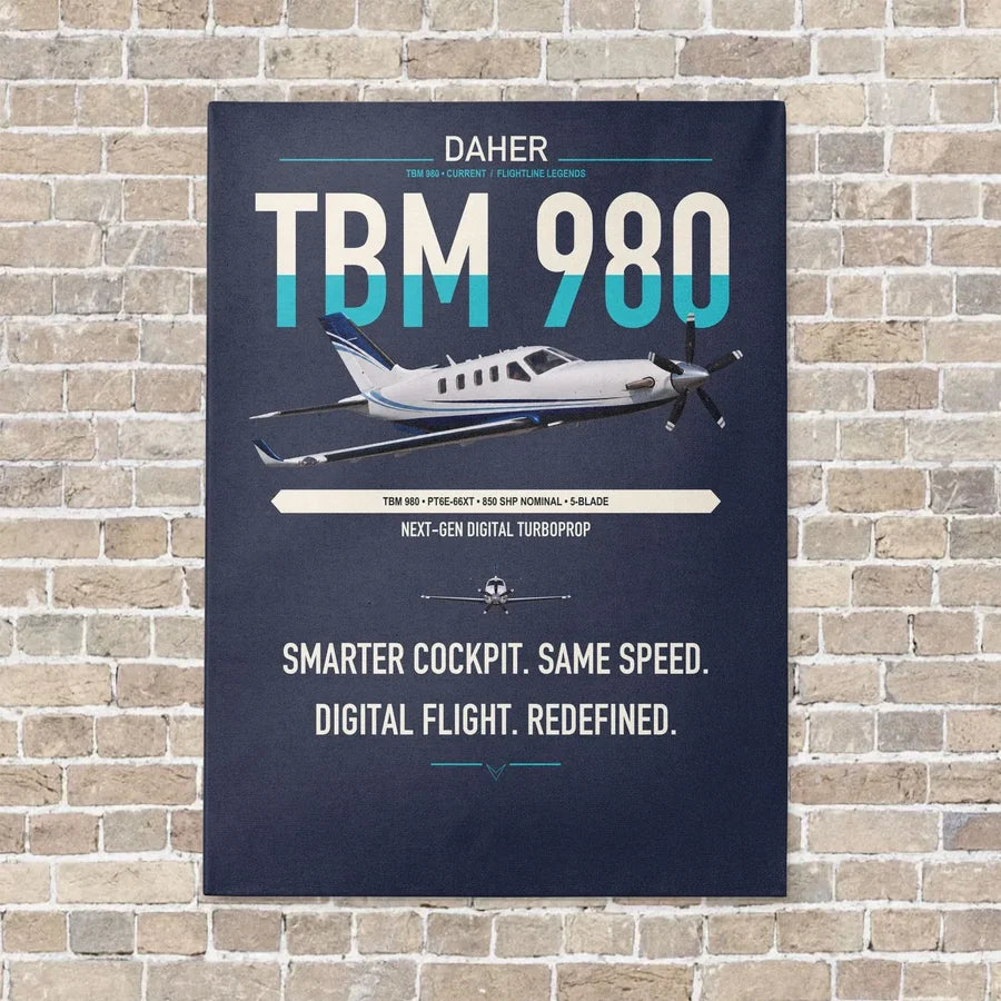 Daher TBM 980 vertical canvas print - no frame - navy blue background