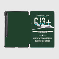 Thumbnail for Cessna Citation CJ3+ design on dark green samsung tablet tablet case