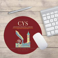 Thumbnail for Cheyenne Regional Airport (CYS) design on dark red round mouse pad