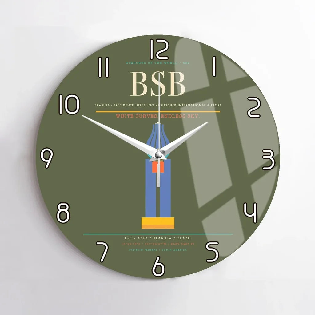Brasilia - Presidente Juscelino Kubitschek International Airport BSB Wall-Clock No-Frame - Green Army