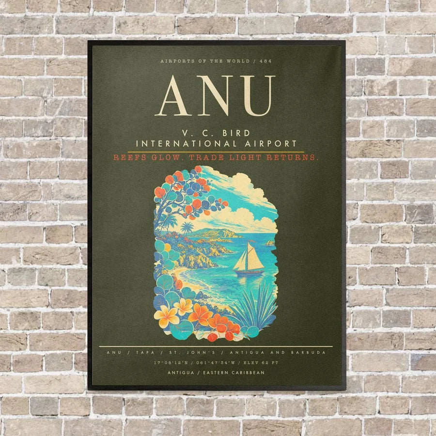V. C. Bird International Airport ANU - Canvas Framed - Green Army