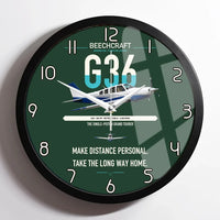 Thumbnail for Beechcraft Bonanza G36 design on dark green framed wall clock
