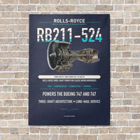 Thumbnail for RB211-524 vertical canvas print - no frame - navy blue background