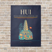 Thumbnail for Phu Bai International Airport HUI — Hue vertical canvas print - no frame - navy blue background