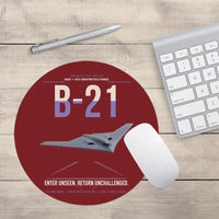 Thumbnail for B-21 Raider design on dark red round mouse pad