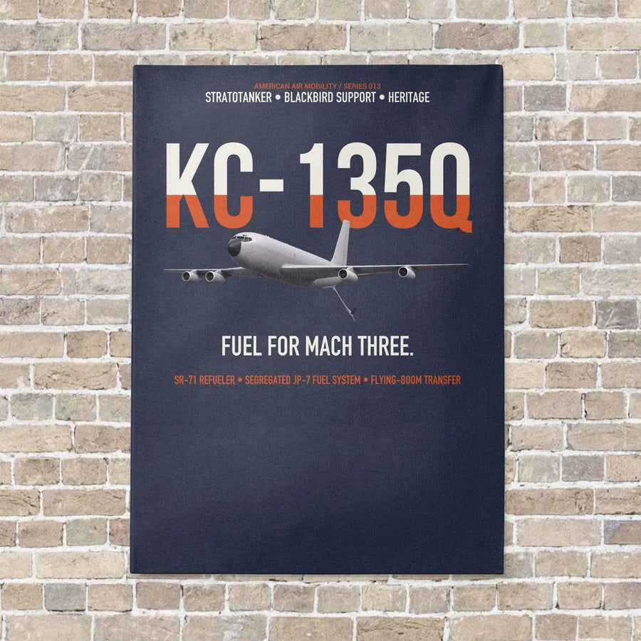 KC-135Q Blackbird Tanker vertical canvas print - no frame - navy blue background