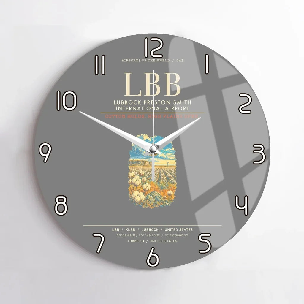 Lubbock Preston Smith International Airport LBB Wall-Clock No-Frame - Gray