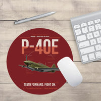 Thumbnail for P-40E Warhawk design on dark red round mouse pad