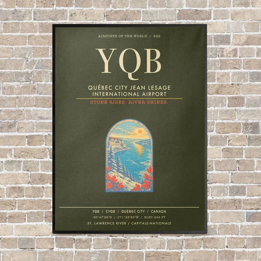 Quebec City Jean Lesage International Airport YQB - Canvas Framed - Green Army