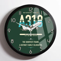 Thumbnail for Airbus A318 design on dark green framed wall clock