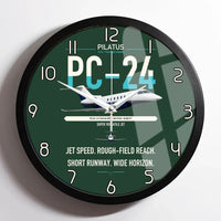 Thumbnail for Pilatus PC-24 design on dark green framed wall clock