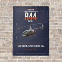 Thumbnail for Robinson R44 Raven II vertical canvas print - no frame - navy blue background