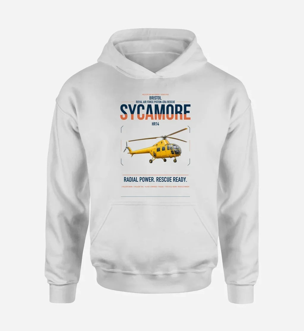 Bristol Sycamore HR14 design on white double-side hoodie, single-side print
