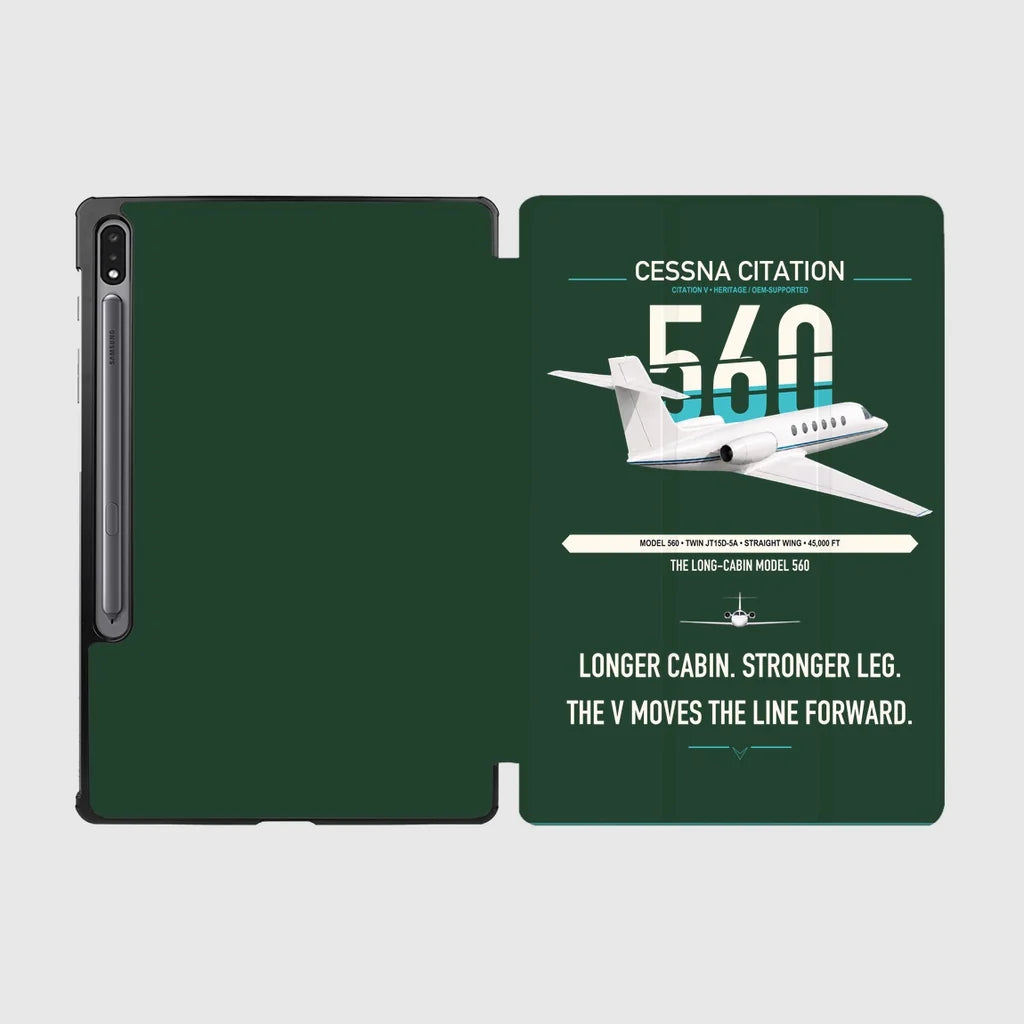 Cessna Citation 560 - Citation V design on dark green samsung tablet tablet case