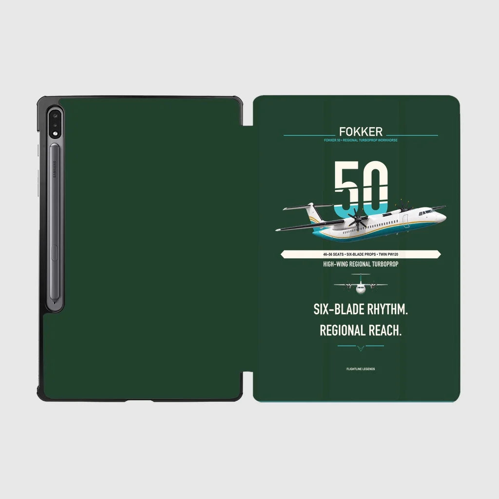 Fokker 50 design on dark green samsung tablet tablet case