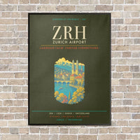 Thumbnail for Zurich Airport ZRH - Canvas Framed - Green Army