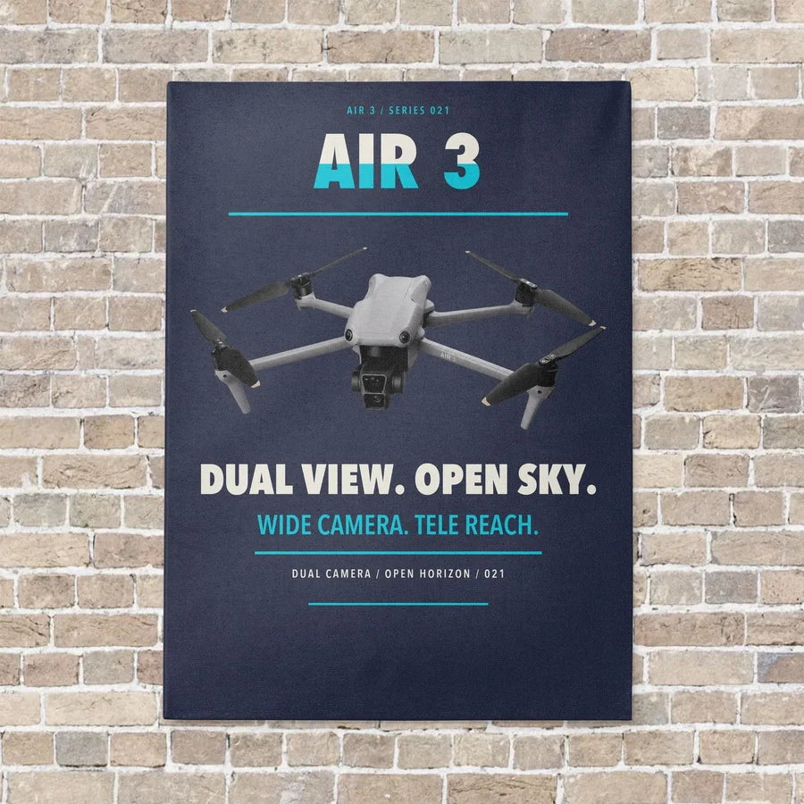 DJI Air 3 vertical canvas print - no frame - navy blue background