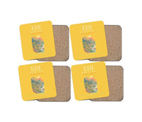 Thumbnail for Edinburgh Airport EDI - Firth Stone Heather Crest Coaster 4-Pieces-Set - Yellow