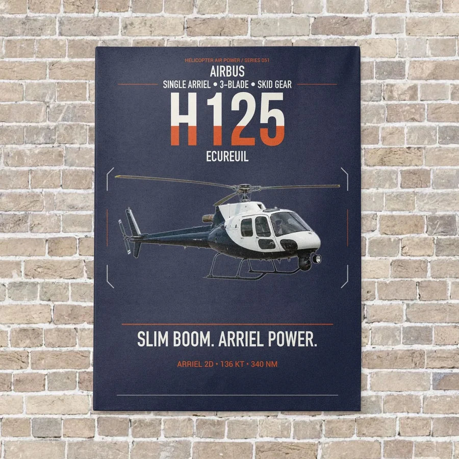 Airbus H125 vertical canvas print - no frame - navy blue background