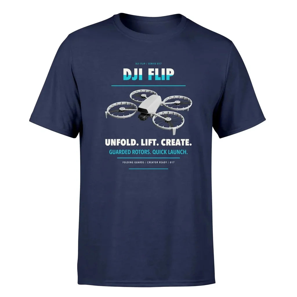 DJI Flip design on navy blue single side