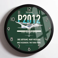 Thumbnail for Tecnam P2012 Traveller design on dark green framed wall clock