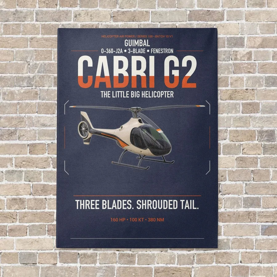 Guimbal Cabri G2 vertical canvas print - no frame - navy blue background