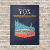 Thumbnail for Gander International Airport YQX vertical canvas print - no frame - navy blue background