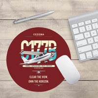 Thumbnail for Cessna 177B Cardinal design on dark red round mouse pad
