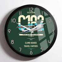 Thumbnail for Cessna 182 Skylane design on dark green framed wall clock