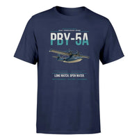 Thumbnail for PBY-5A Catalina design on navy blue double-side t-shirt, single-side print