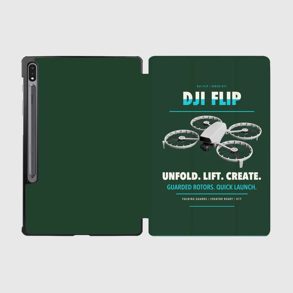 DJI Flip design on dark green samsung tablet tablet case