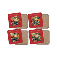Thumbnail for The Dining Aloft - Designed Coasters design on red 4-pieces-set