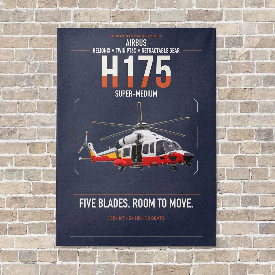 Airbus H175 vertical canvas print - no frame - navy blue background