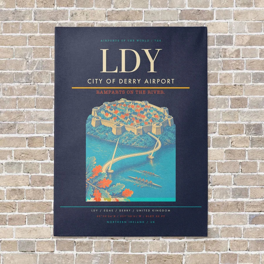 City of Derry Airport LDY vertical canvas print - no frame - navy blue background