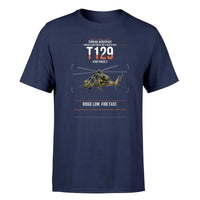 Thumbnail for Turkish Aerospace T129 ATAK Phase 2 design on navy blue t-shirt, single-side print