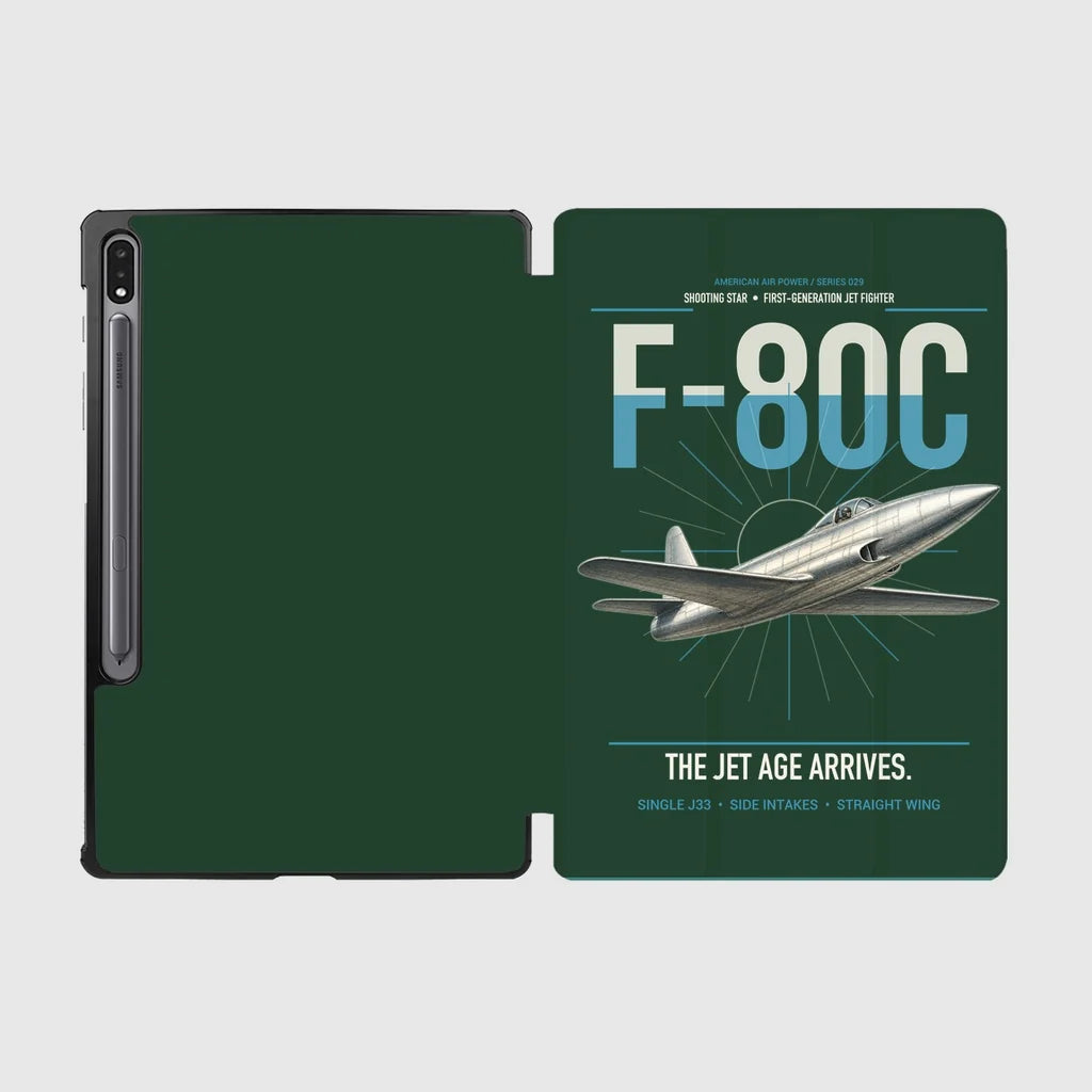 F-80C Shooting Star design on dark green samsung tablet tablet case