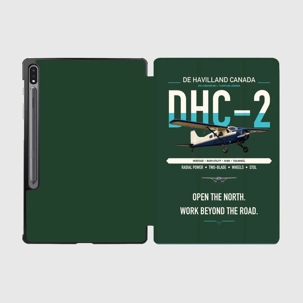 DHC-2 Beaver Mk I design on dark green samsung tablet tablet case