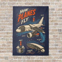 Thumbnail for How Planes Fly V2 vertical canvas print - no frame - navy blue background