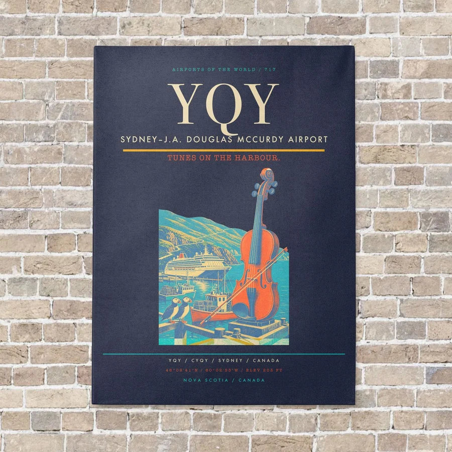 Sydney–J.A. Douglas McCurdy Airport YQY vertical canvas print - no frame - navy blue background