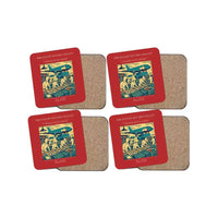 Thumbnail for The Flight Kitchen Ballet - Designed Coasters design on red 4-pieces-set