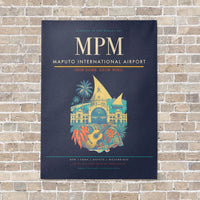 Thumbnail for Maputo International Airport MPM vertical canvas print - no frame - navy blue background
