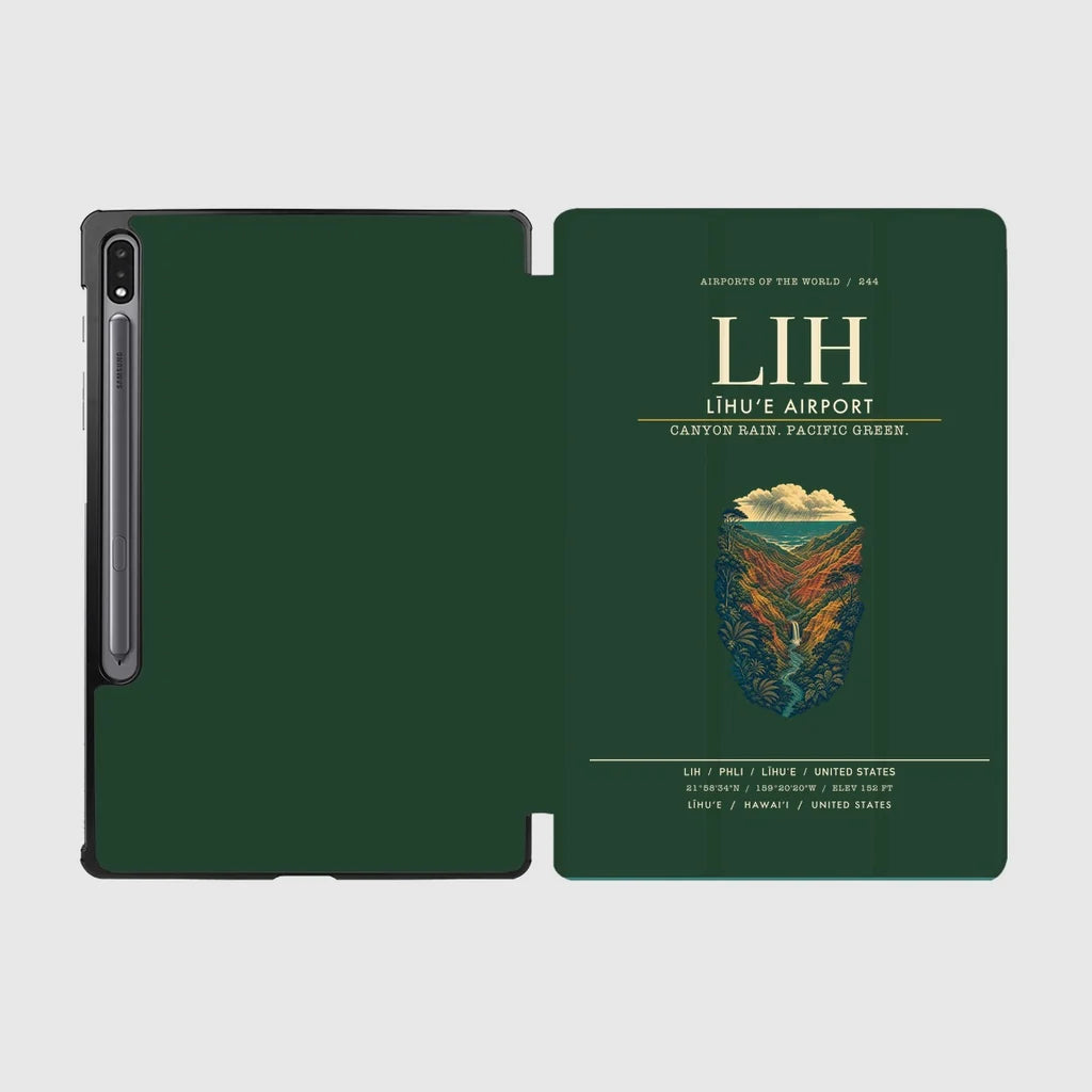 Līhuʻe Airport (LIH) design on dark green samsung tablet tablet case