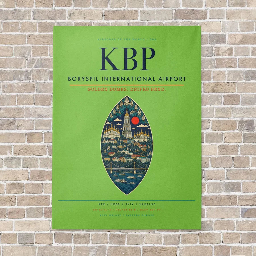 Boryspil International Airport KBP - Canvas No Frame - Light Green