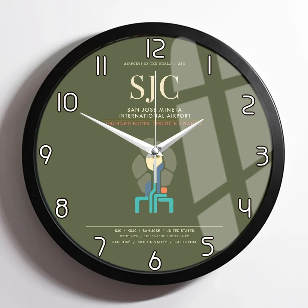 San Jose Mineta International Airport SJC Wall-Clock Framed - Green Army