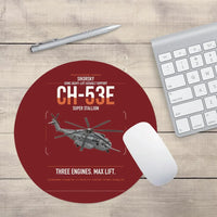 Thumbnail for Sikorsky CH-53E Super Stallion design on dark red round mouse pad