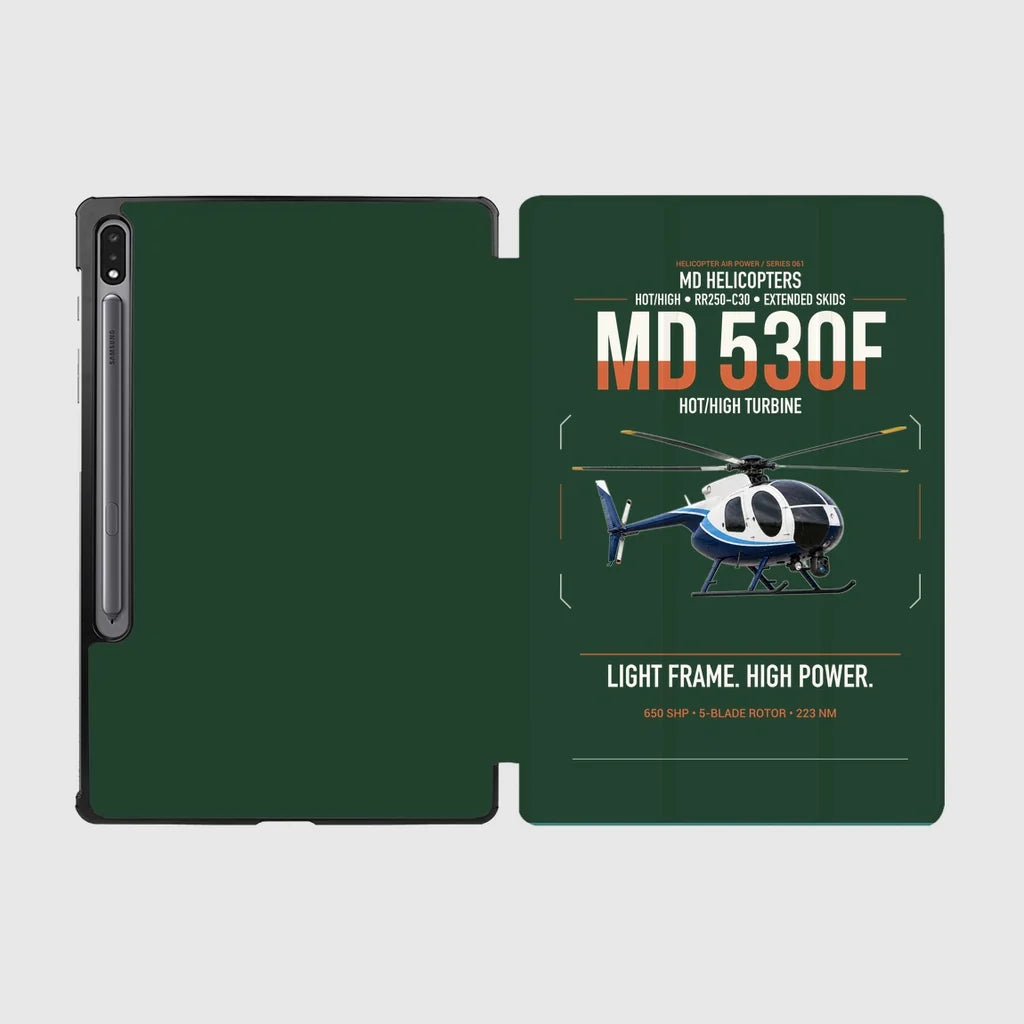 MD Helicopters MD 530F design on dark green samsung tablet tablet case